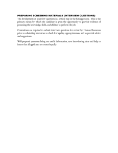 PREPARING SCREENING MATERIALS (INTERVIEW QUESTIONS)