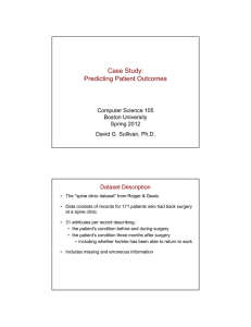 Case Study: Predicting Patient Outcomes Dataset Description Computer Science 105