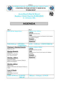 AGENDA Accra Beach Hotel &amp; Resort Rockley, Christ Church, BARBADOS COSTING INTERCONNECT SERVICES