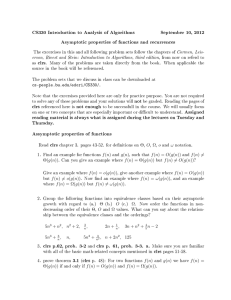 CS330 Introduction to Analysis of Algorithms September 10, 2012