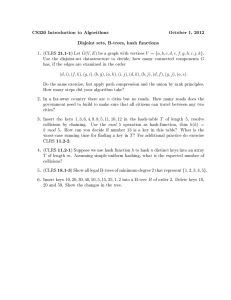 CS330 Introduction to Algorithms October 1, 2012 Disjoint sets, B-trees, hash functions
