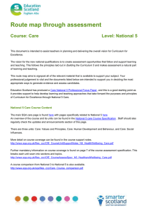 Route map through assessment  Course: Care Level: National 5
