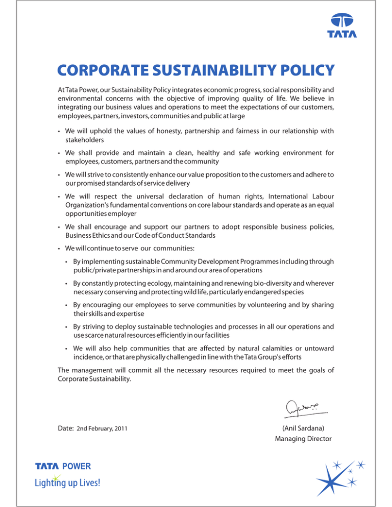 company sustainability policy template