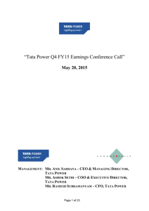 “Tata Power Q4 FY15 Earnings Conference Call” May 20, 2015 –