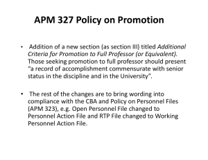 APM 327 Policy on Promotion