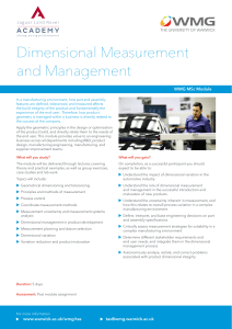 Dimensional Measurement and Management WMG MSc Module