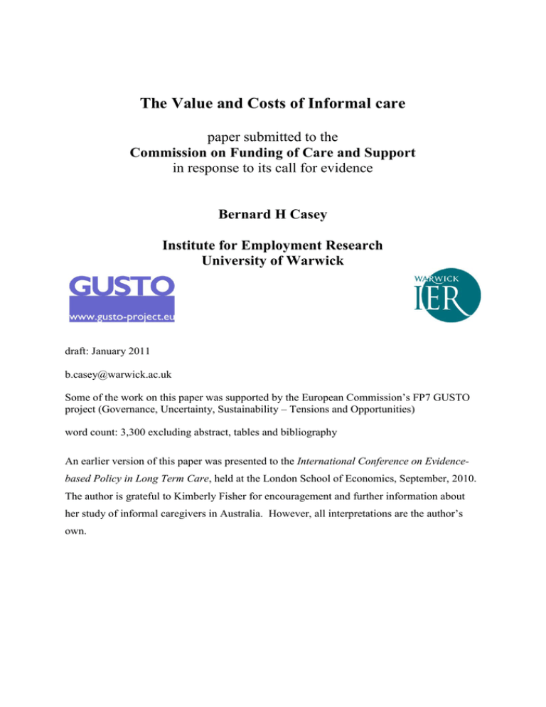 The Value and Costs of Informal care