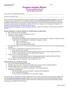 Program Incident Report Faculty-Led Study Abroad Kansas State University
