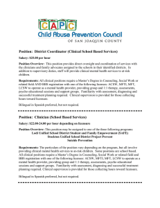 Position:  District Coordinator (Clinical School Based Services)