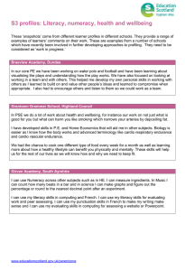 S3 profiles: Literacy, numeracy, health and wellbeing