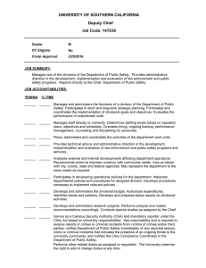 UNIVERSITY OF SOUTHERN CALIFORNIA Deputy Chief 147039 Job Code: