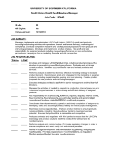 UNIVERSITY OF SOUTHERN CALIFORNIA Credit Union Credit Card Services Manager