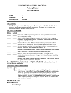 UNIVERSITY OF SOUTHERN CALIFORNIA Training Director Job Code: 117507