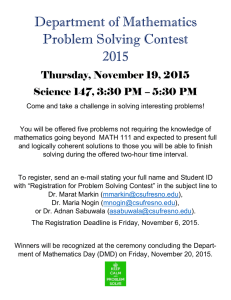 Department of Mathematics Problem Solving Contest 2015