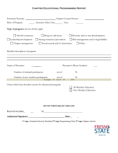 Chapter Educational Programming Report  Fraternity/Sorority: Chapter Contact Person: