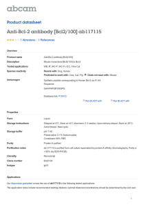 Anti-Bcl-2 antibody [Bcl2/100] ab117115 Product datasheet 1 Abreviews Overview