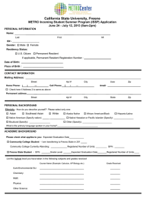 PERSONAL INFORMATION Name: Gender: