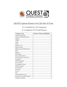 QUEST Capstone Projects Over The Past 10 Years