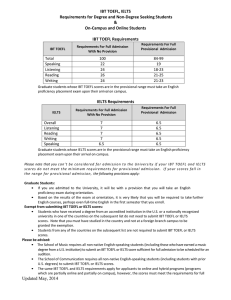 IBT TOEFL, IELTS Requirements for Degree and Non-Degree Seeking Students &amp;