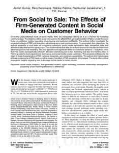 From Social to Sale: The Effects of Firm-Generated Content in Social