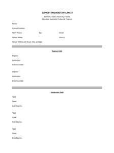 SUPPORT PROVIDER DATA SHEET