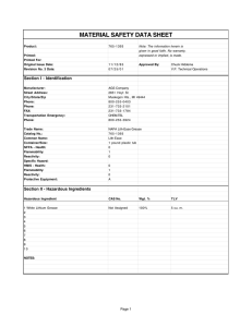 MATERIAL SAFETY DATA SHEET Section I - Identification