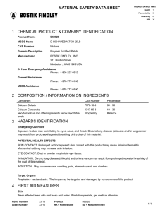 MATERIAL SAFETY DATA SHEET 1 CHEMICAL PRODUCT &amp; COMPANY IDENTIFICATION