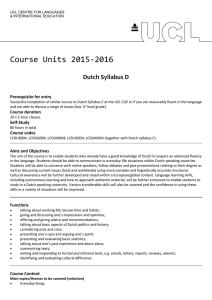 Course Units 2015-2016 Dutch Syllabus D Prerequisite for entry