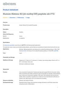 Human Histone H3 (di methyl K9) peptide ab1772 Product datasheet 1 Abreviews