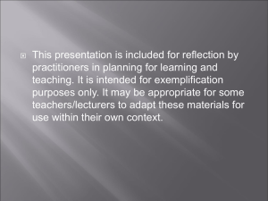 This presentation is included for reflection by