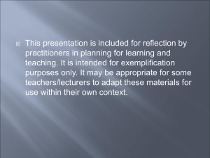 This presentation is included for reflection by