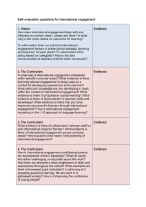 Self–evaluation questions for international engagement 1. Vision Evidence