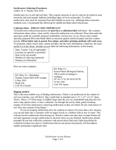 Earthworm Collecting Procedures Author: B. A. Snyder; July 2010