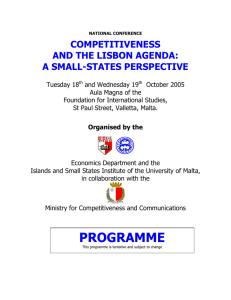 COMPETITIVENESS AND THE LISBON AGENDA: A SMALL-STATES PERSPECTIVE
