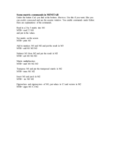 Some matrix commands in MINITAB