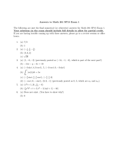 Answers to Math 261 SP15 Exam 1