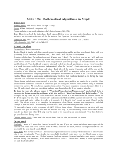 Math 152: Mathematical Algorithms in Maple Basic info