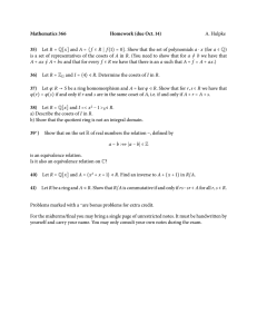Mathematics 366 Homework (due Oct. 14) 35) A. Hulpke