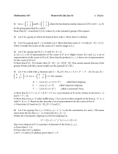Mathematics 567 Homework (due Jan 31) 1) A. Hulpke
