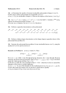 Mathematics 676-4 Homework (due Feb. 19) 14) A. Hulpke