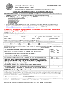 University of California, Davis Insurance Waiver Form