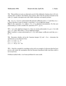 Mathematics Homework: Primes, Algebraic Integers, Gaussian Integers