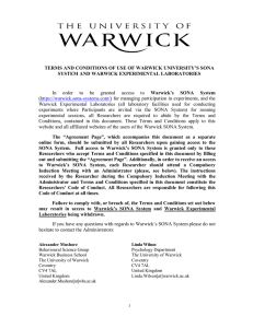 TERMS AND CONDITIONS OF USE OF WARWICK UNIVERSITY’S SONA