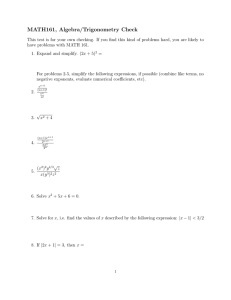 MATH161, Algebra/Trigonometry Check