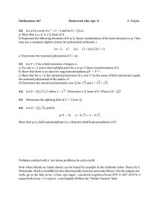 Mathematics 467 Homework (due Apr. 3) 42) A. Hulpke