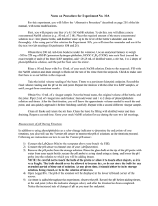 Notes on Procedure for Experiment No. 10A