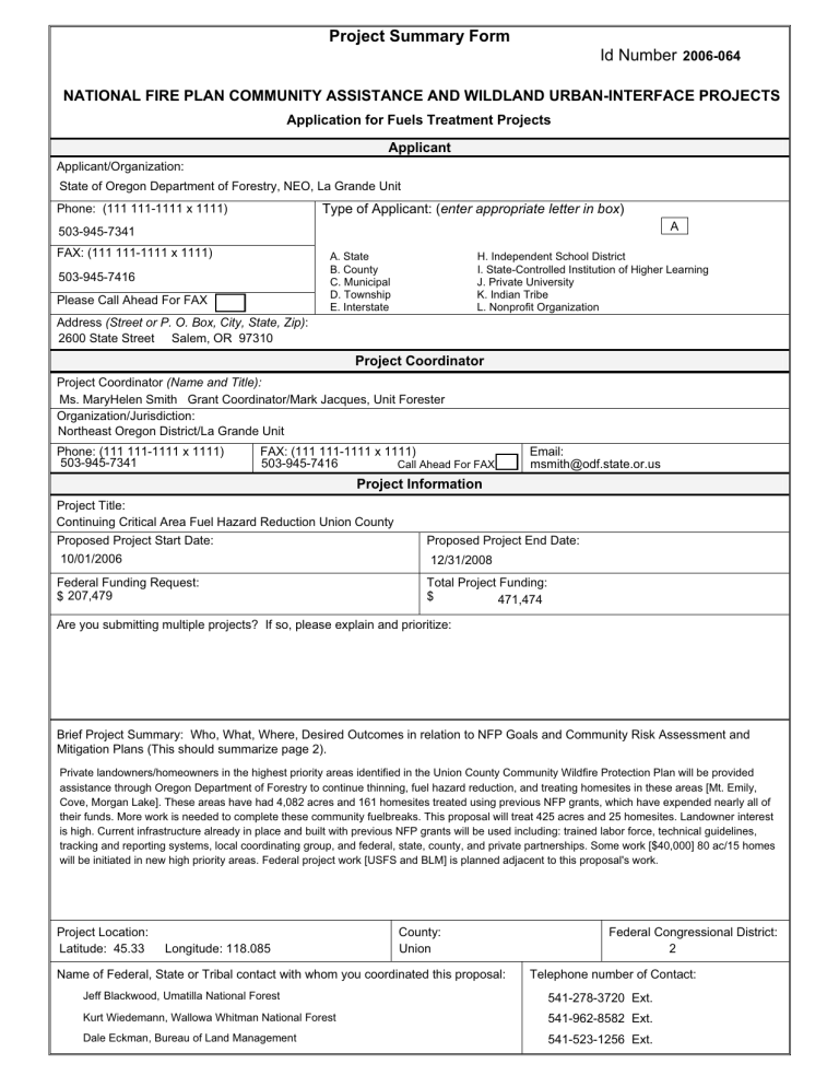 project-summary-form-id-number-2006-064