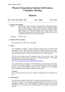Physics Postgraduate Student-Staff Liaison Committee Meeting  Minutes