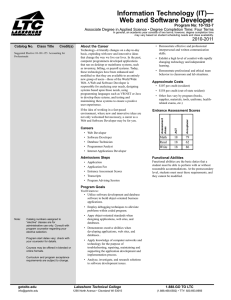 Information Technology (IT)— Web and Software Developer Program No: 10-152-7