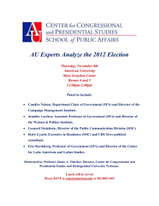 AU Experts Analyze the 2012 Election  Thursday, November 8th American University